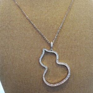 Dazzling/Large Silver Gourd shape Hulu pendant necklace